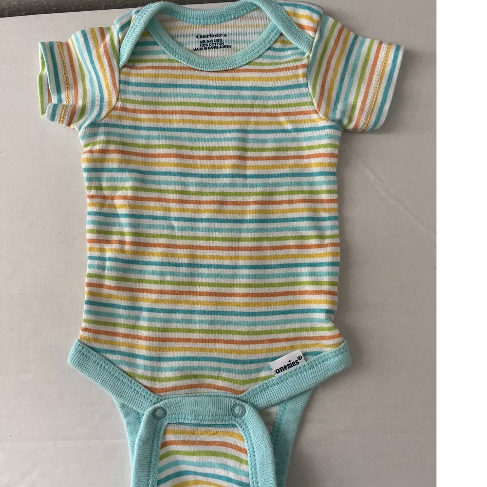 Gerber Multicolor Striped Baby Bodysuit Short‎ Sleeve Cotton Onesie